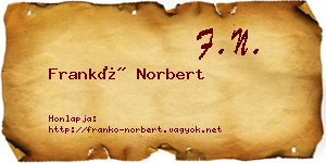 Frankó Norbert névjegykártya